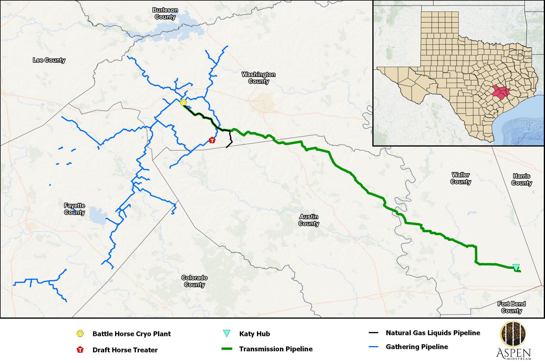 Map of Aspen Midstream operations